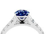 White gold Fancy White Pear Cut Blue Sapphire Solitaire Ring with Cathedral Setting and Pavé Band_4