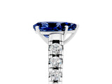 White gold Fancy White Pear Cut Blue Sapphire Solitaire Ring with Cathedral Setting and Pavé Band_5