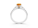 White gold Fancy White Pear Cut Citrine Solitaire Ring with Cathedral Setting and Pavé Band_3