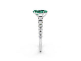 White gold Fancy White Pear Cut Green Sapphire Solitaire Ring with Cathedral Setting and Pavé Band_2