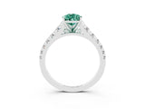 White gold Fancy White Pear Cut Green Sapphire Solitaire Ring with Cathedral Setting and Pavé Band_3