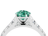 White gold Fancy White Pear Cut Green Sapphire Solitaire Ring with Cathedral Setting and Pavé Band_4