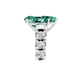 White gold Fancy White Pear Cut Green Sapphire Solitaire Ring with Cathedral Setting and Pavé Band_5