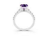White gold Fancy White Round Cut Amethyst Solitaire Ring with Cathedral Setting and Pavé Band_3