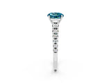 White gold Fancy White Round Cut Blue Topaz Solitaire Ring with Cathedral Setting and Pavé Band_2