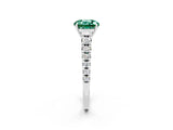 White gold Fancy White Round Cut Green Sapphire Solitaire Ring with Cathedral Setting and Pavé Band_2