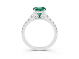 White gold Fancy White Round Cut Green Sapphire Solitaire Ring with Cathedral Setting and Pavé Band_3