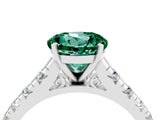 White gold Fancy White Round Cut Green Sapphire Solitaire Ring with Cathedral Setting and Pavé Band_4
