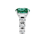 White gold Fancy White Round Cut Green Sapphire Solitaire Ring with Cathedral Setting and Pavé Band_5