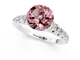 White gold Fancy White Round Cut Morganite Solitaire Ring with Cathedral Setting and Pavé Band_1