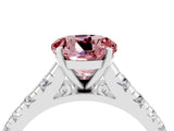 White gold Fancy White Round Cut Morganite Solitaire Ring with Cathedral Setting and Pavé Band_4