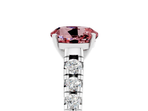 White gold Fancy White Round Cut Morganite Solitaire Ring with Cathedral Setting and Pavé Band_5