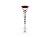 White gold Fancy White Round Cut Ruby Solitaire Ring with Cathedral Setting and Pavé Band_2