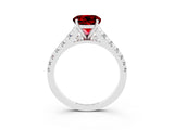 White gold Fancy White Round Cut Ruby Solitaire Ring with Cathedral Setting and Pavé Band_3