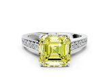 White gold Fancy Yellow Asscher  Brilliant Cut Diamond Engagement Ring with Pavé Band and Four-Prong Setting_63
