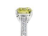 White gold Fancy Yellow Asscher  Brilliant Cut Diamond Engagement Ring with Pavé Band and Four-Prong Setting_66
