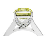 White gold Fancy Yellow Asscher  Brilliant Cut Diamond Engagement Ring with Pavé Band and Four-Prong Setting_67