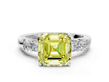 White gold Fancy Yellow Asscher  Brilliant Cut Diamond Five-Stone Prong Set Engagement Ring with Channel Band_17