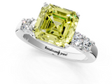 White gold Fancy Yellow Asscher  Brilliant Cut Diamond Five-Stone Prong Set Engagement Ring with Channel Band_18