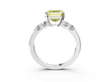 White gold Fancy Yellow Asscher  Brilliant Cut Diamond Five-Stone Prong Set Engagement Ring with Channel Band_20