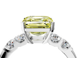 White gold Fancy Yellow Asscher  Brilliant Cut Diamond Five-Stone Prong Set Engagement Ring with Channel Band_21