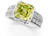 White gold Fancy Yellow Asscher  Brilliant Diamond Channel Set Wide Band Ring with Bezel Setting_1