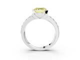 White gold Fancy Yellow Asscher  Brilliant Diamond Channel Set Wide Band Ring with Bezel Setting_3