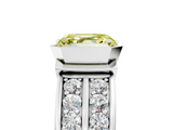 White gold Fancy Yellow Asscher  Brilliant Diamond Channel Set Wide Band Ring with Bezel Setting_5