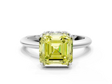 White gold Fancy Yellow Asscher  Brilliant Solitaire Engagement Ring with Six-Prong Setting and Classic Band_17