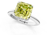 White gold Fancy Yellow Asscher  Brilliant Solitaire Engagement Ring with Six-Prong Setting and Classic Band_18