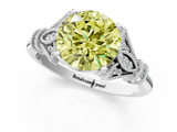 White gold Fancy Yellow Asscher  Brilliant Solitaire with Pave Band and Four-Prong Setting_1