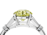White gold Fancy Yellow Asscher  Brilliant Solitaire with Pave Band and Four-Prong Setting_4
