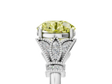 White gold Fancy Yellow Asscher  Brilliant Solitaire with Pave Band and Four-Prong Setting_5