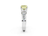 White gold Fancy Yellow Asscher  Brilliant Solitaire with Side Stones on a Pave Band and Four-Prong Setting_26