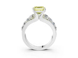 White gold Fancy Yellow Asscher  Brilliant Solitaire with Side Stones on a Pave Band and Four-Prong Setting_27