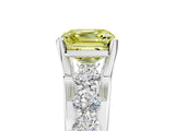 White gold Fancy Yellow Asscher  Brilliant Solitaire with Side Stones on a Pave Band and Four-Prong Setting_29