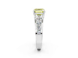 White gold Fancy Yellow Asscher  Brilliant Solitaire with Side Stones on a Pave Band and Four-Prong Setting_55