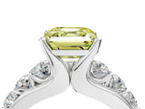 White gold Fancy Yellow Asscher  Brilliant Solitaire with Side Stones on a Pave Band and Four-Prong Setting_57