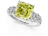 White gold Fancy Yellow Asscher  Cluster Diamond Engagement Ring with Pavé Band and Four-Prong Setting_18