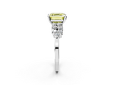 White gold Fancy Yellow Asscher  Cluster Diamond Engagement Ring with Pavé Band and Four-Prong Setting_19