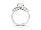 White gold Fancy Yellow Asscher  Cluster Diamond Engagement Ring with Pavé Band and Four-Prong Setting_20