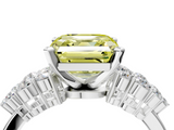 White gold Fancy Yellow Asscher  Cluster Diamond Engagement Ring with Pavé Band and Four-Prong Setting_21