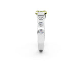 White gold Fancy Yellow Asscher Cut Brilliant Channel-Set Diamond Ring with Bezel Prong Setting_14