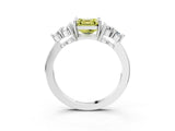White gold Fancy Yellow Asscher Cut Brilliant Diamond Cluster Accent Solitaire Ring with Prong Setting_27