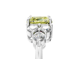 White gold Fancy Yellow Asscher Cut Brilliant Diamond Cluster Accent Solitaire Ring with Prong Setting_29
