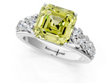 White gold Fancy Yellow Asscher Cut Brilliant Diamond Pavé Band with Six-Prong Setting_13