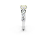 White gold Fancy Yellow Asscher Cut Brilliant Diamond Pavé Band with Six-Prong Setting_14