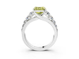 White gold Fancy Yellow Asscher Cut Brilliant Diamond Pavé Band with Six-Prong Setting_15