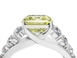 White gold Fancy Yellow Asscher Cut Brilliant Diamond Pavé Band with Six-Prong Setting_16