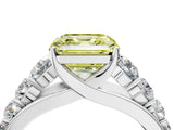 White gold Fancy Yellow Asscher Cut Brilliant Diamond Pavé Band with Six-Prong Setting_16